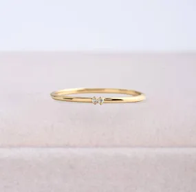 Round Diamond Stackable Ring in 14k Solid Gold