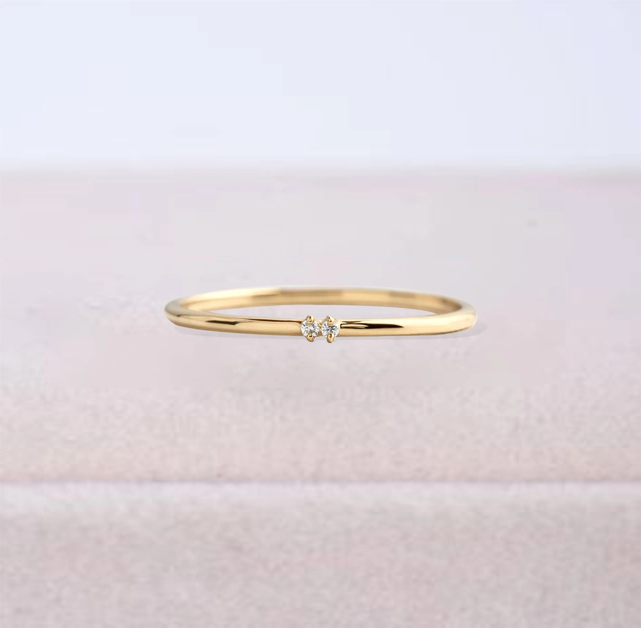 Round Diamond Stackable Ring in 14k Solid Gold