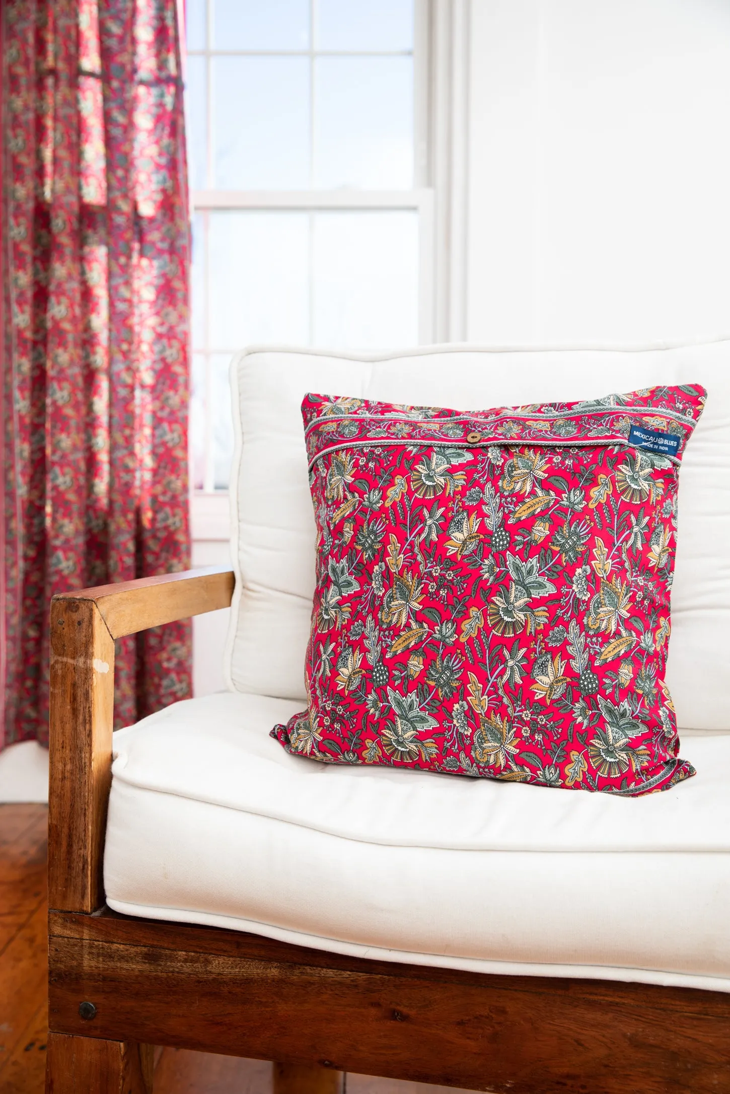 Sari Inspired Floral Pillow Cover