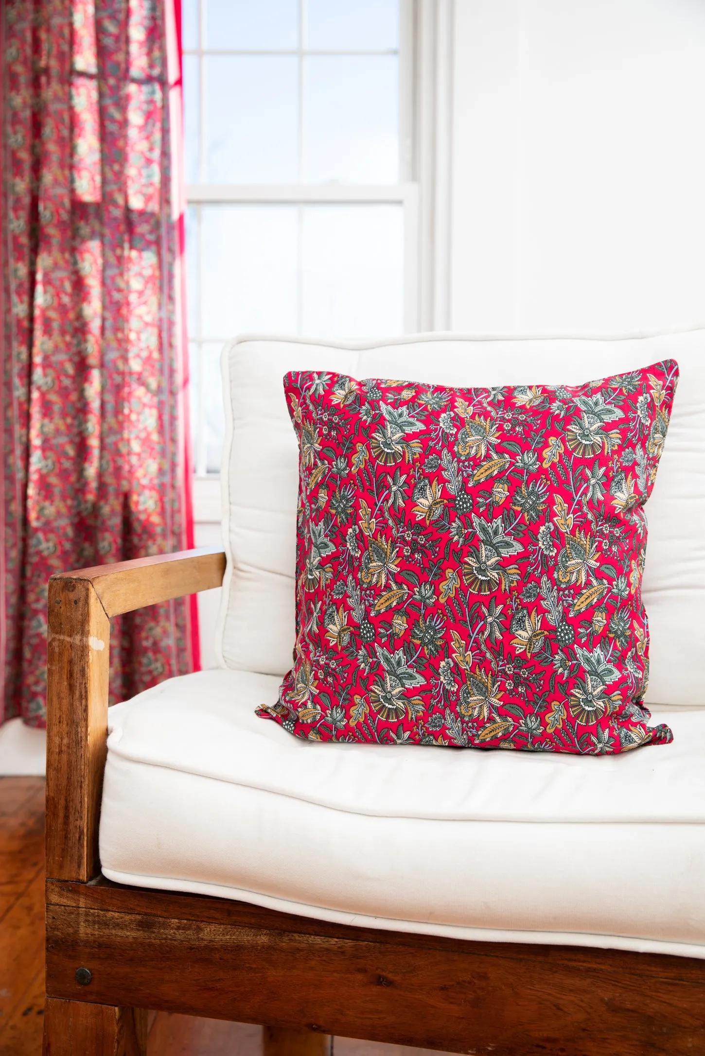 Sari Inspired Floral Pillow Cover