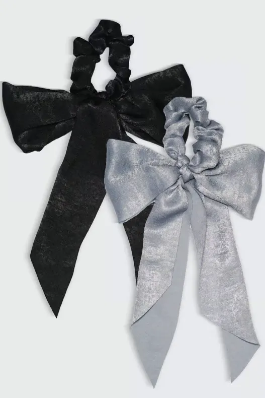 Satin bow scarf scrunchie set