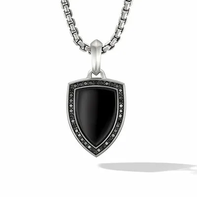 Shield Amulet with Black Onyx and Pavé Black Diamonds