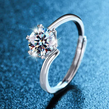 Snowflake Moissanite Adjustable Open-ended Ring