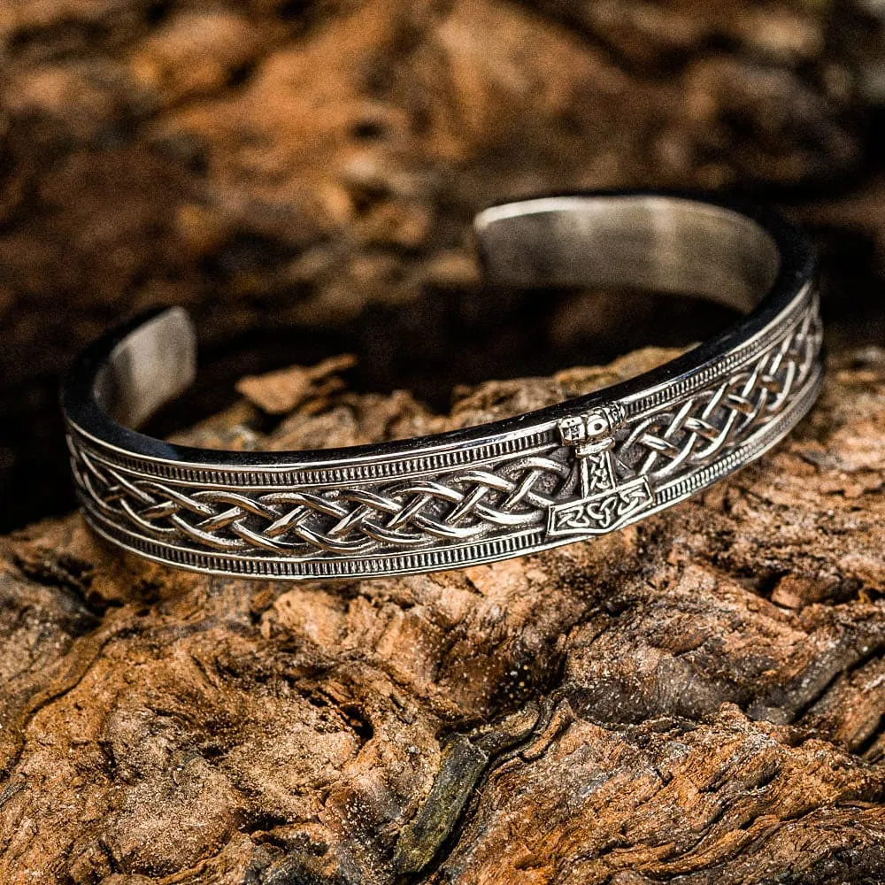 Stainless Steel Ladies Mjolnir and Celtic Scroll Bracelet