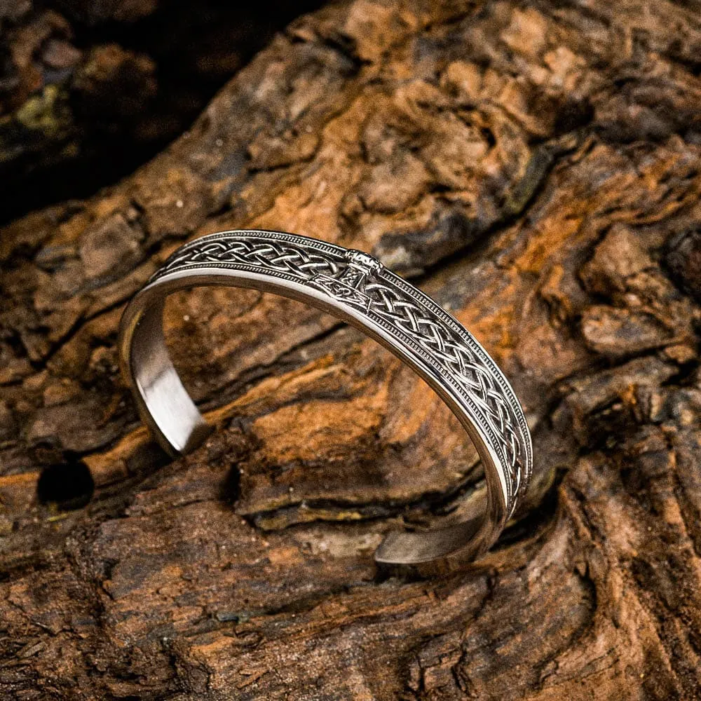 Stainless Steel Ladies Mjolnir and Celtic Scroll Bracelet