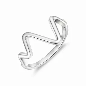 Sterling Silver Heartbeat Rings for Couple