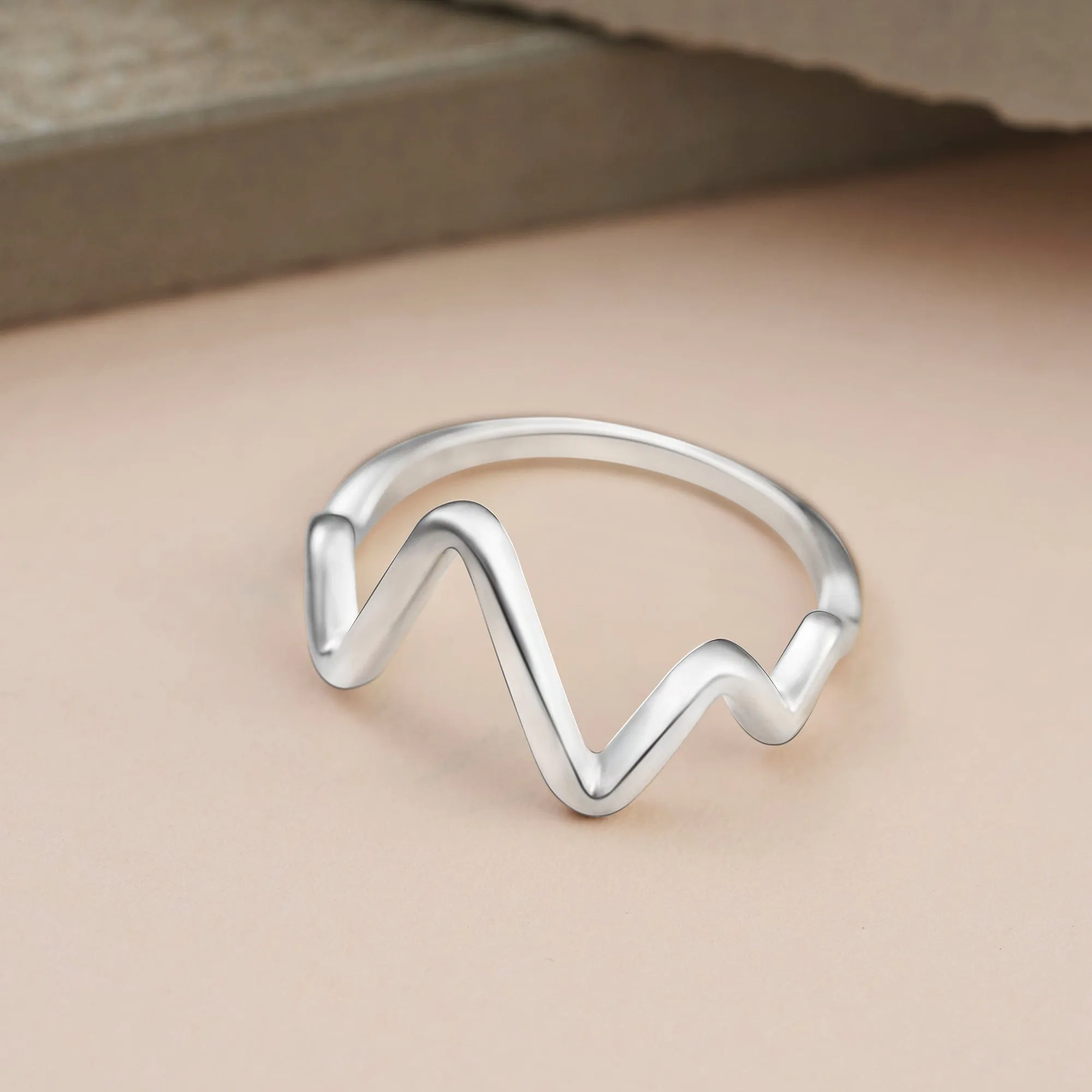 Sterling Silver Heartbeat Rings for Couple