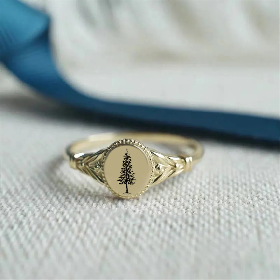 Sterling Silver Pine Tree Ring Tree Ring Conifer Ring Forest Ring