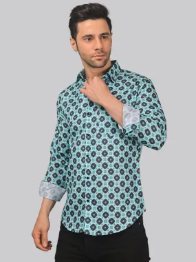 Street-glam Men's Printed Full Sleeve Cotton Button-Up Shirt For Men