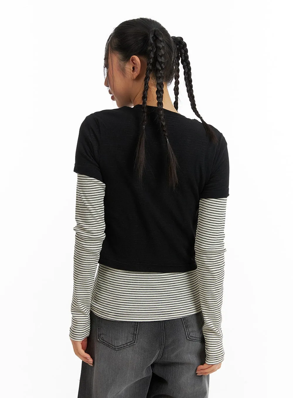 Striped Long Sleeve Layered Tee IM405