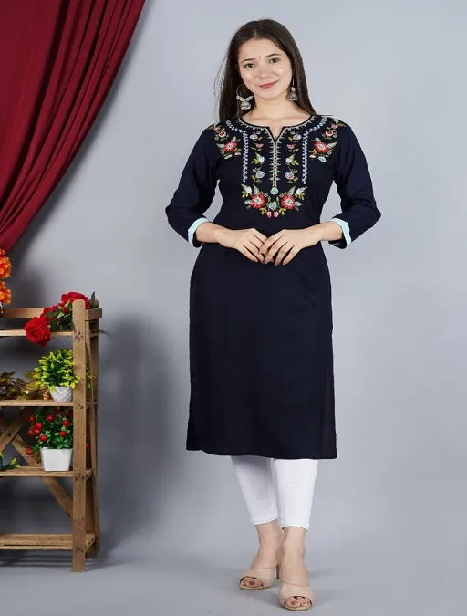 Stylish Rayon Embroidered Kurti