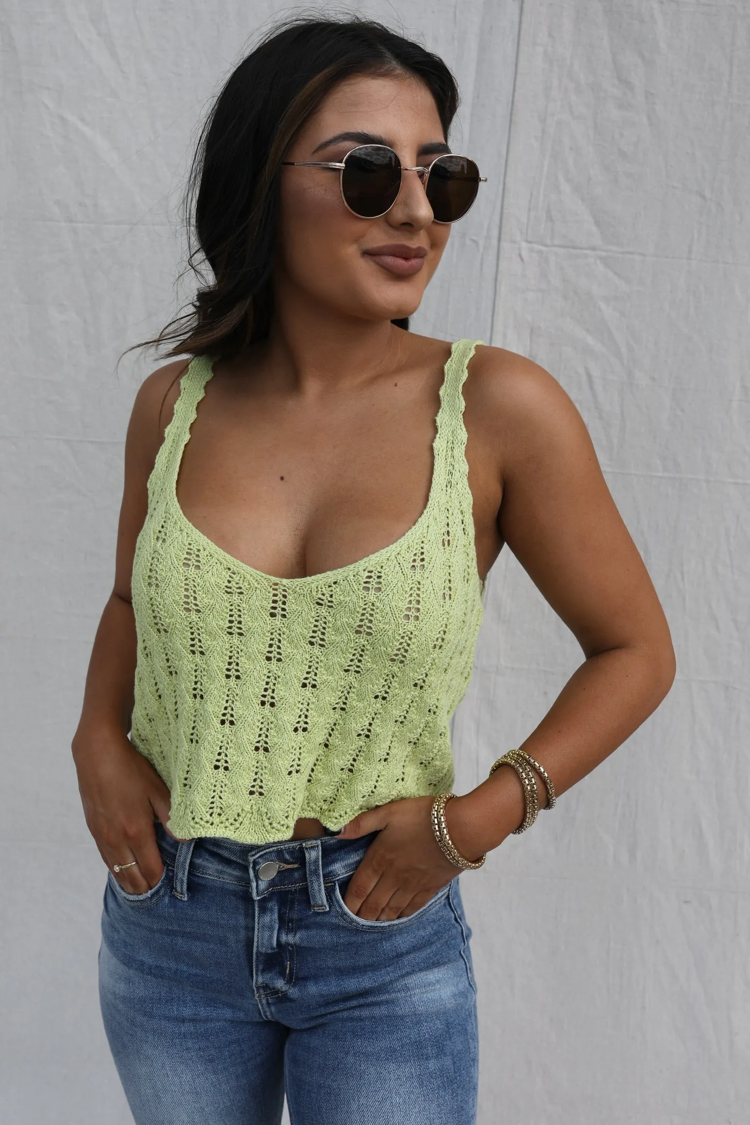 Summer Love Open Knit Cropped Tank