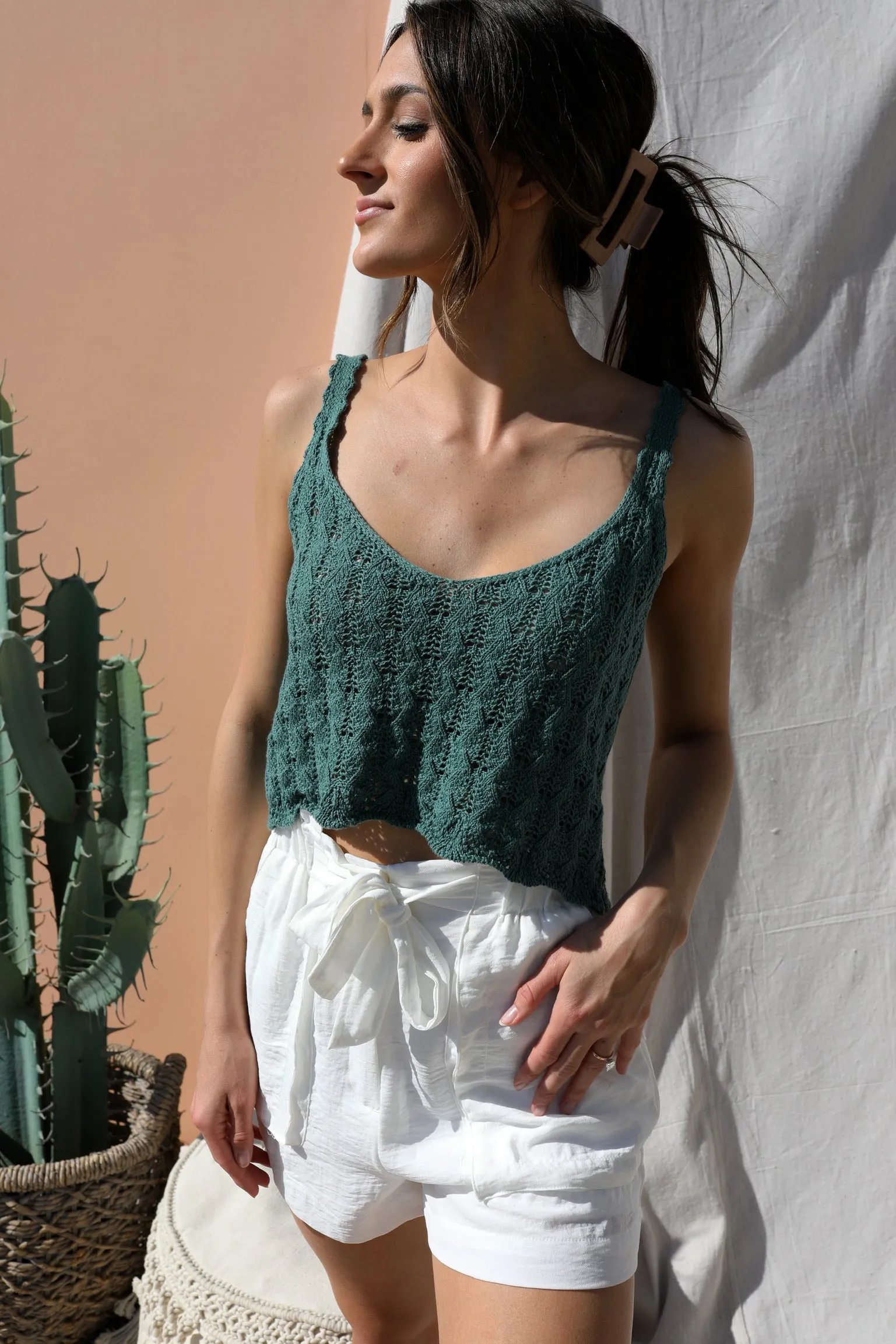 Summer Love Open Knit Cropped Tank