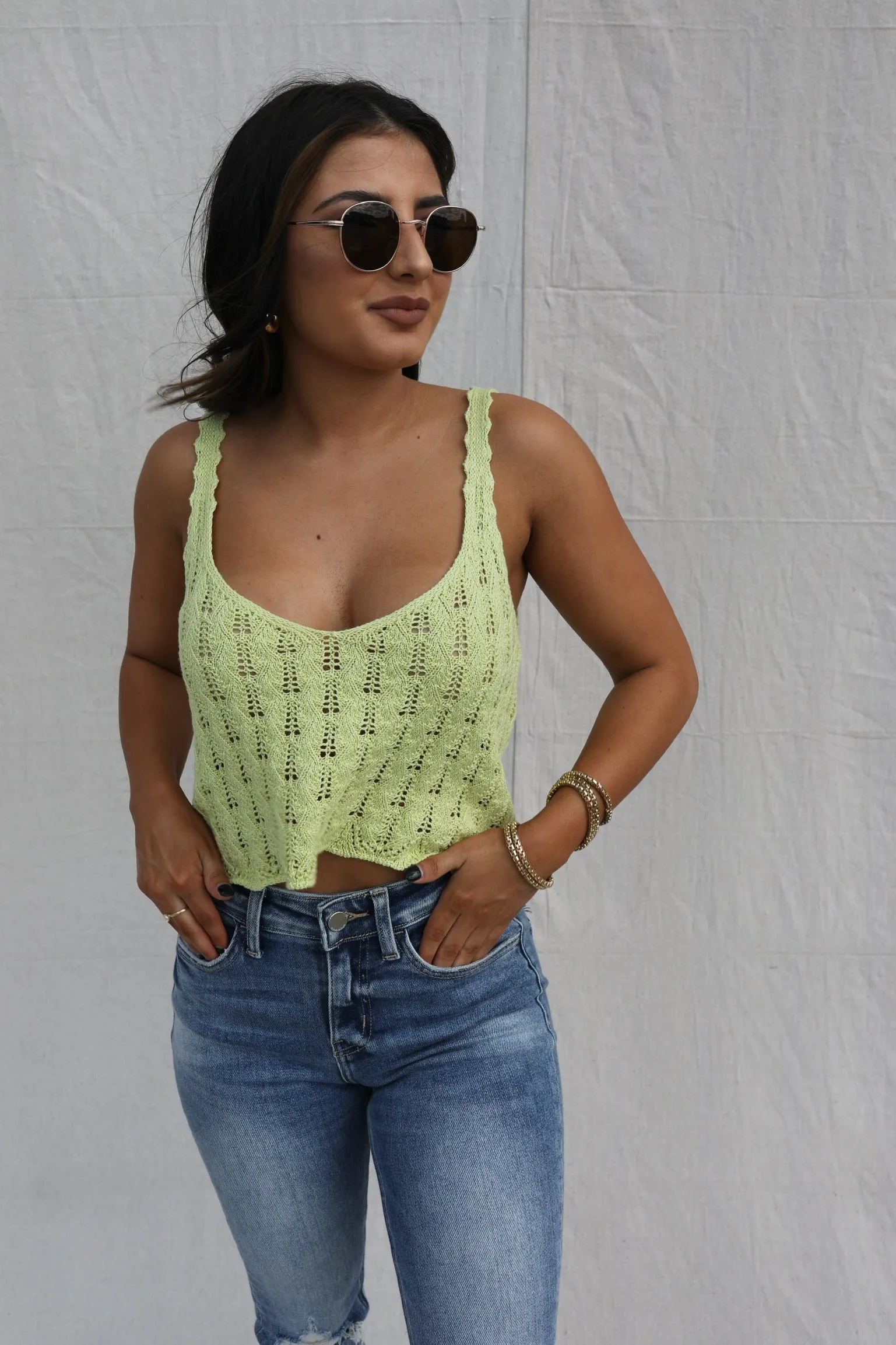 Summer Love Open Knit Cropped Tank