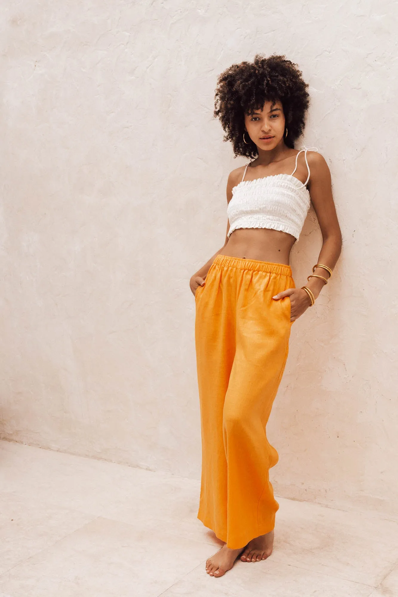 SUMMER Pants - mandarin orange linen