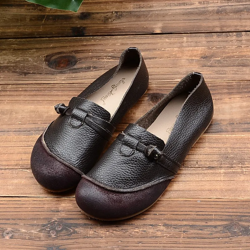 Summer Retro Patchwork Leather Casual Loafers