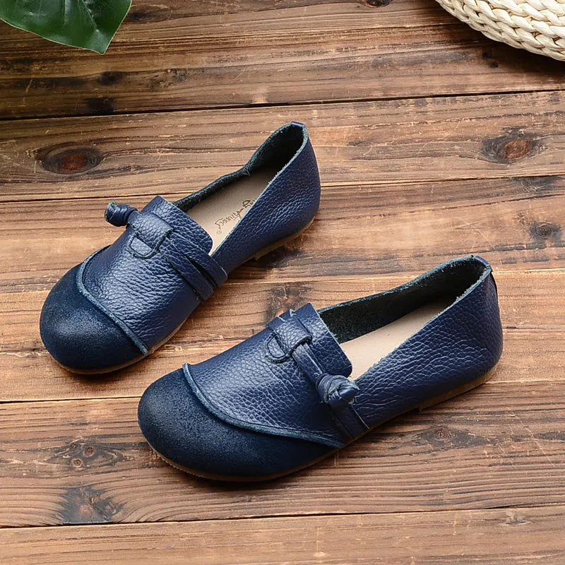 Summer Retro Patchwork Leather Casual Loafers