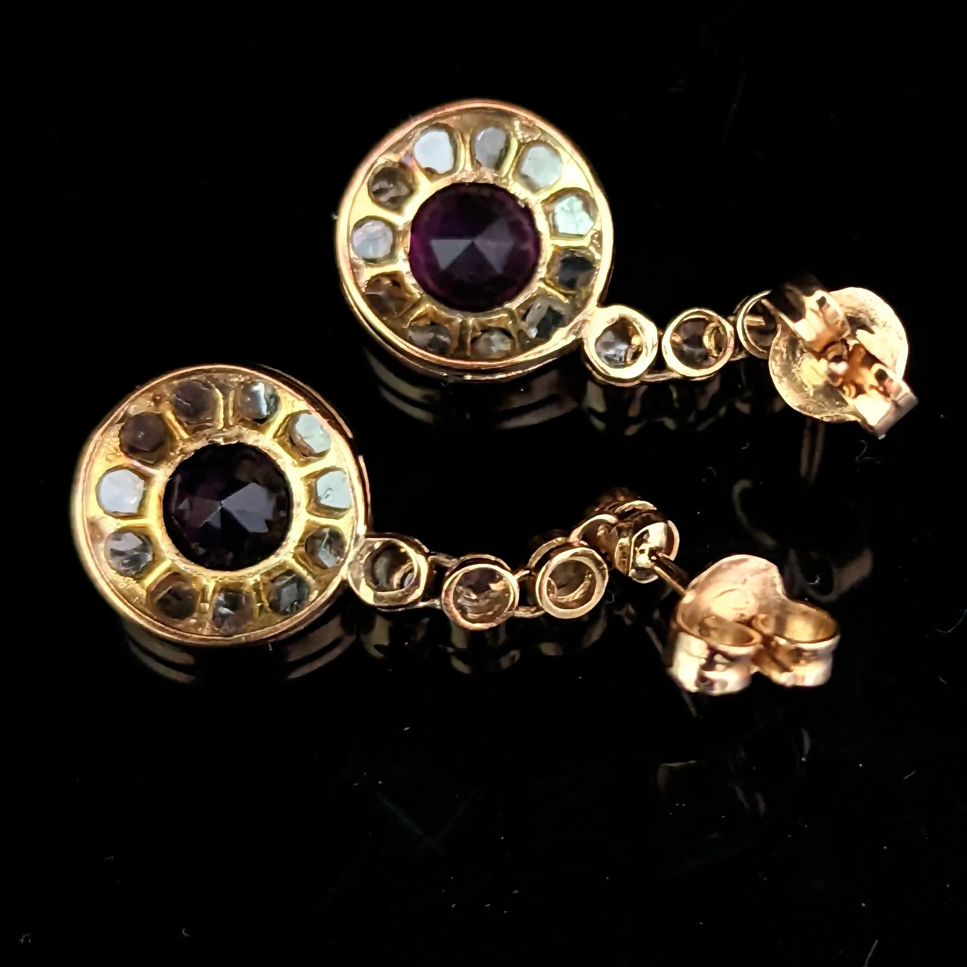 The Antibes - Estate Diamond Gemstone 14k Gold Earrings