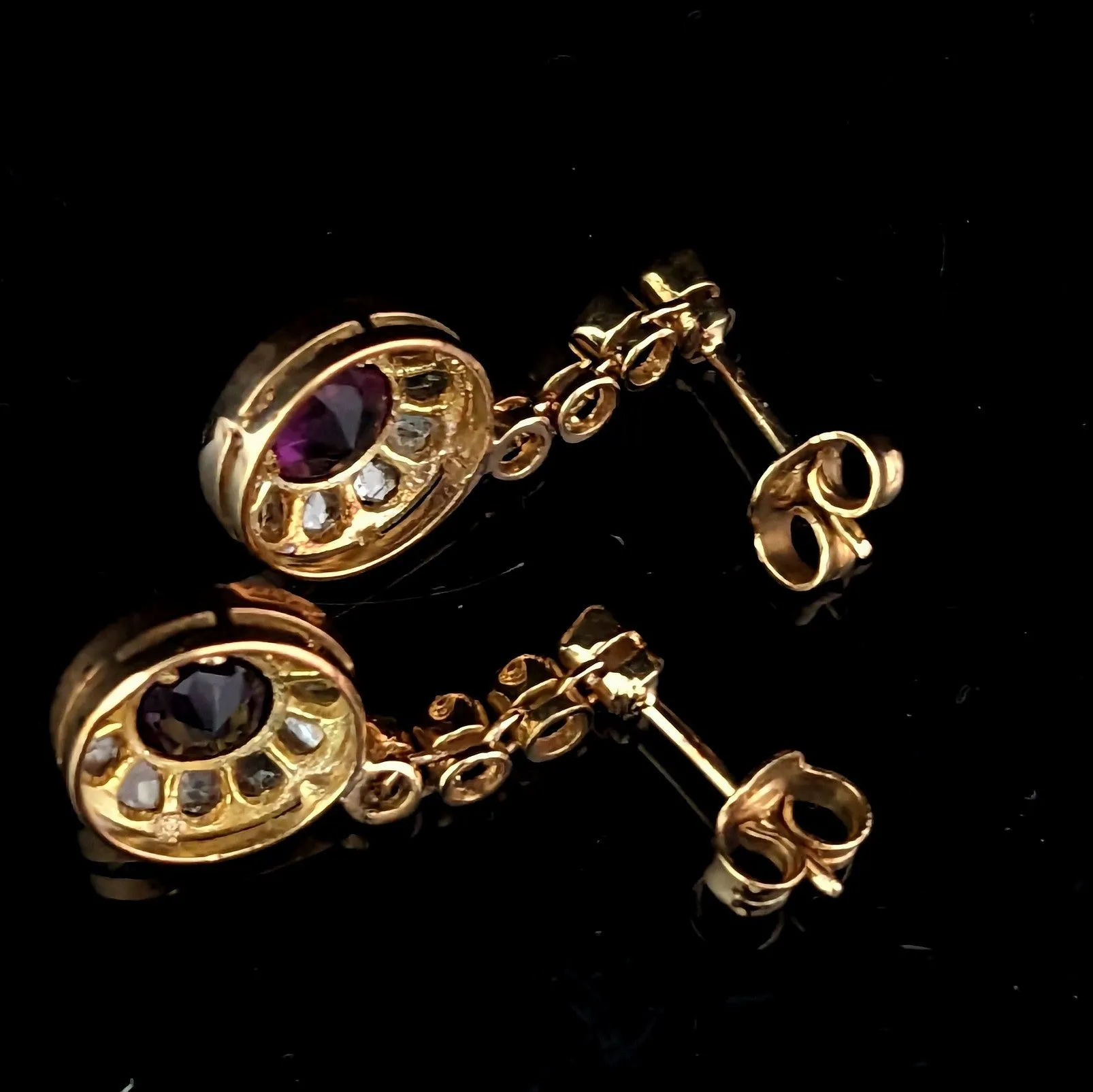 The Antibes - Estate Diamond Gemstone 14k Gold Earrings