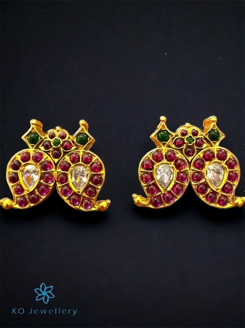 The Hritvi Silver Earstuds (Red)