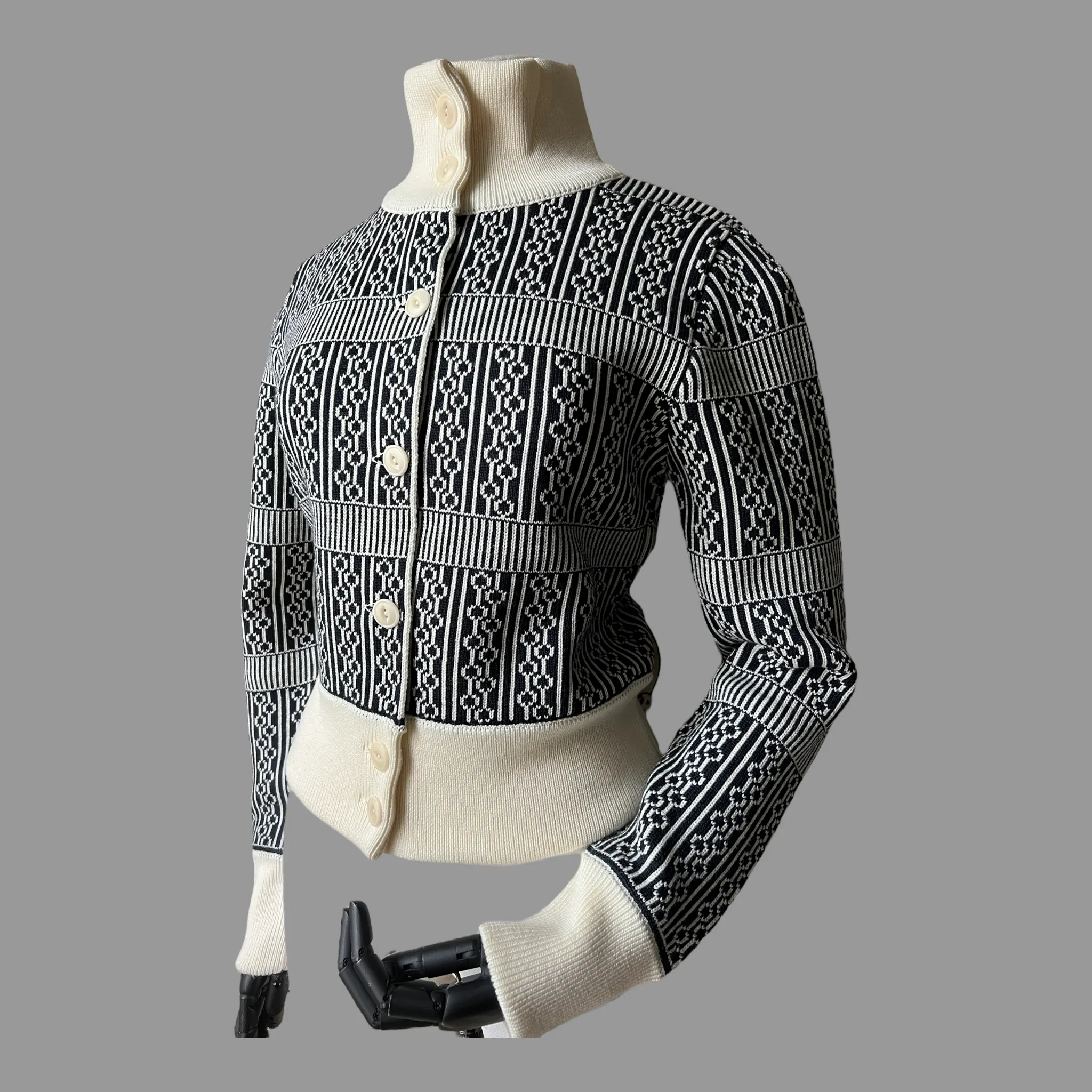 The "Aviemore" Ladies cardigan Navy Blue & Cream