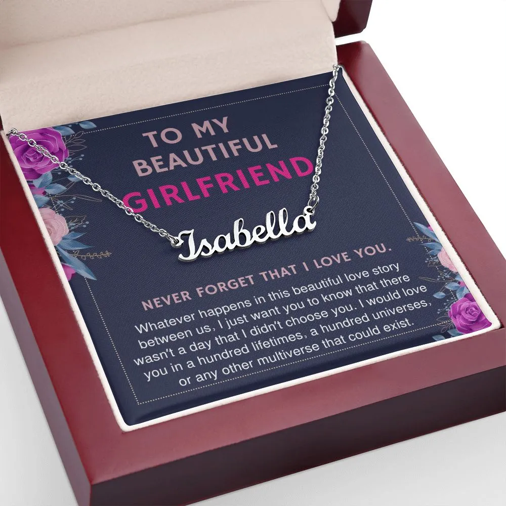 To M Beautiful Girlfriend I Would Love You in a Hundred Lifetimes Custom Name Necklace