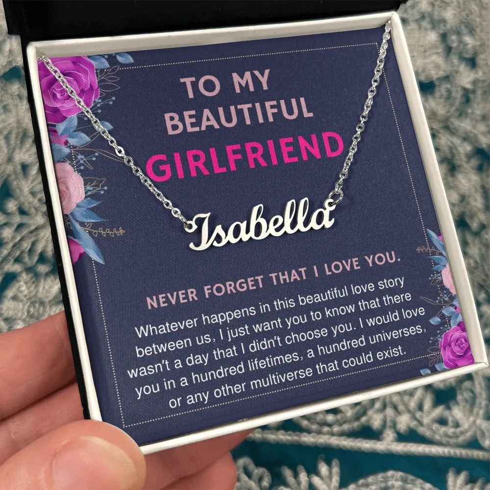 To M Beautiful Girlfriend I Would Love You in a Hundred Lifetimes Custom Name Necklace