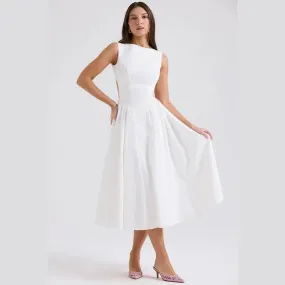 Trendy Summer White Backless Dress for Women - Elegant & Fashionable