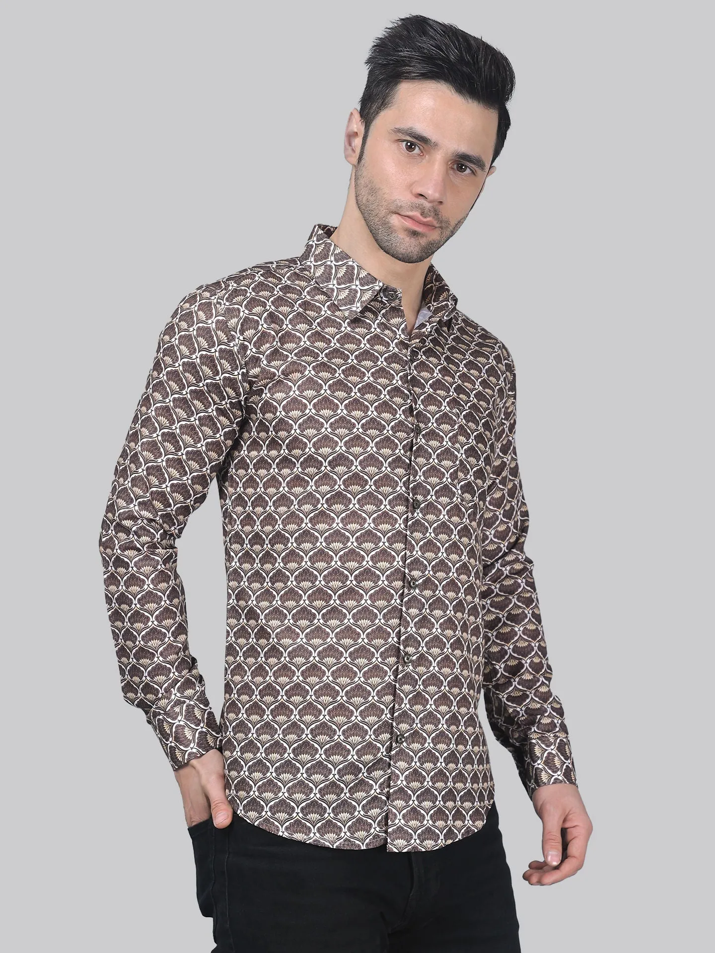 TryBuy Fancy Full Sleeve Cotton Printed Button-Up Shirt For Men