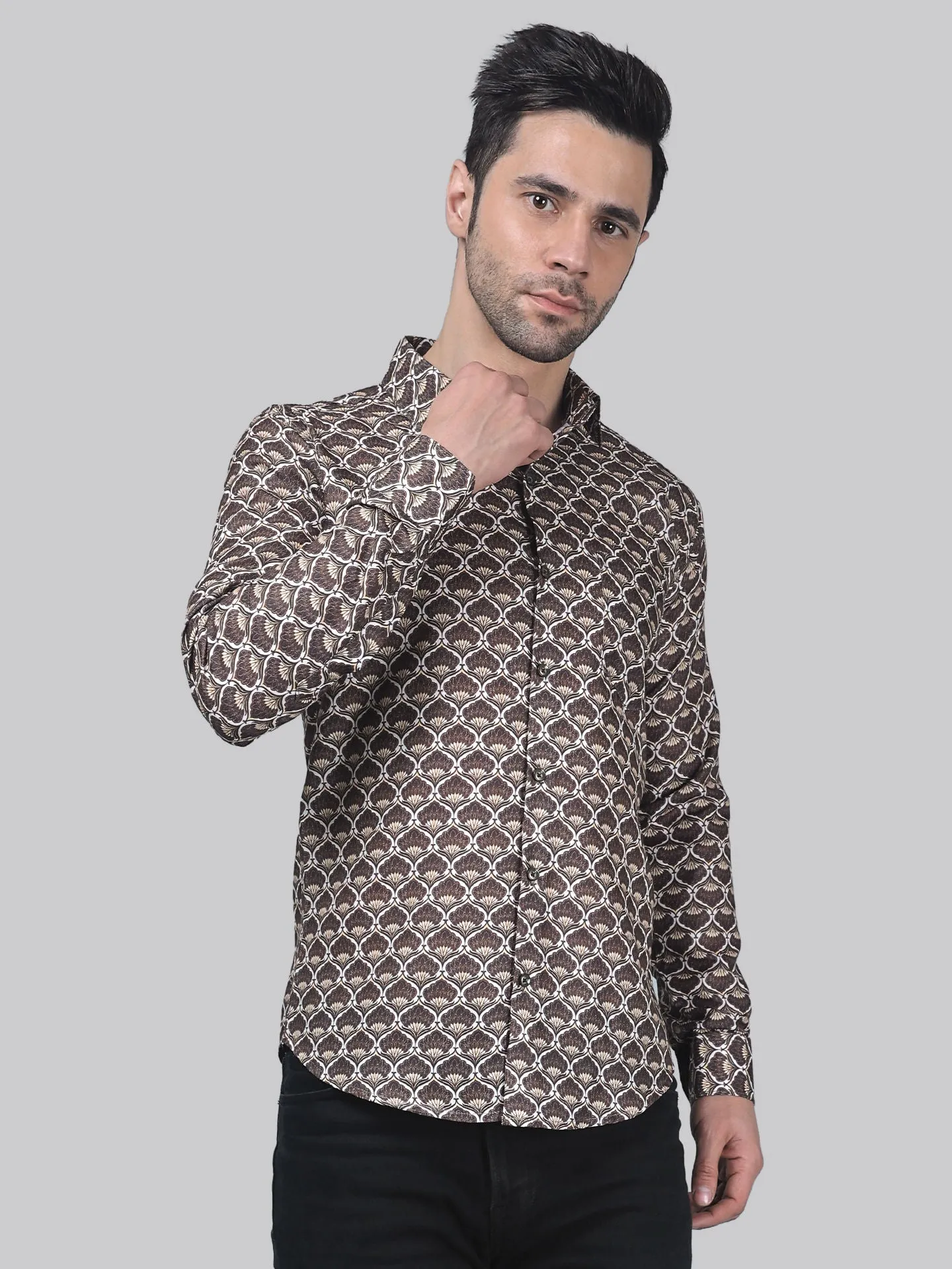 TryBuy Fancy Full Sleeve Cotton Printed Button-Up Shirt For Men