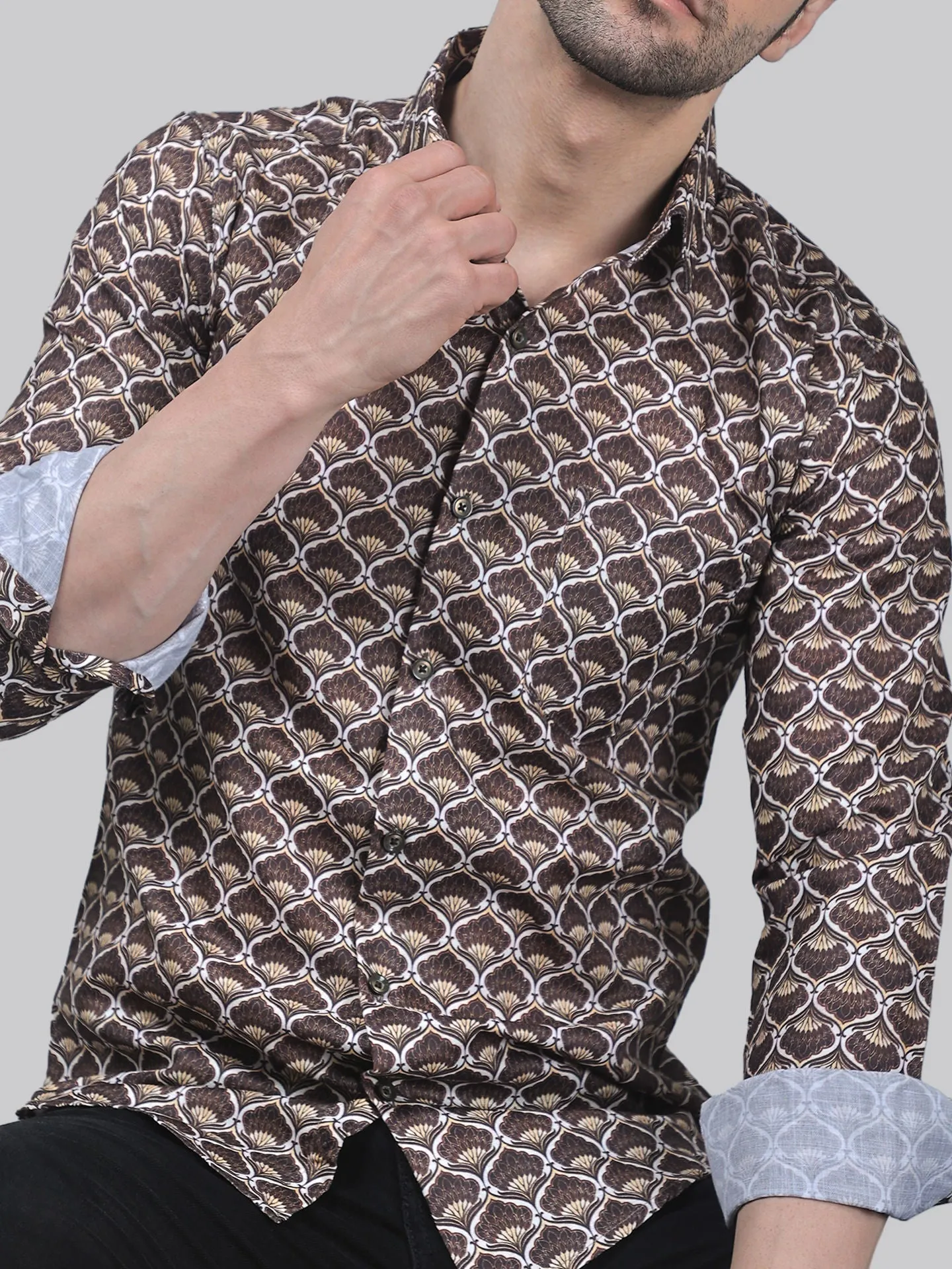 TryBuy Fancy Full Sleeve Cotton Printed Button-Up Shirt For Men