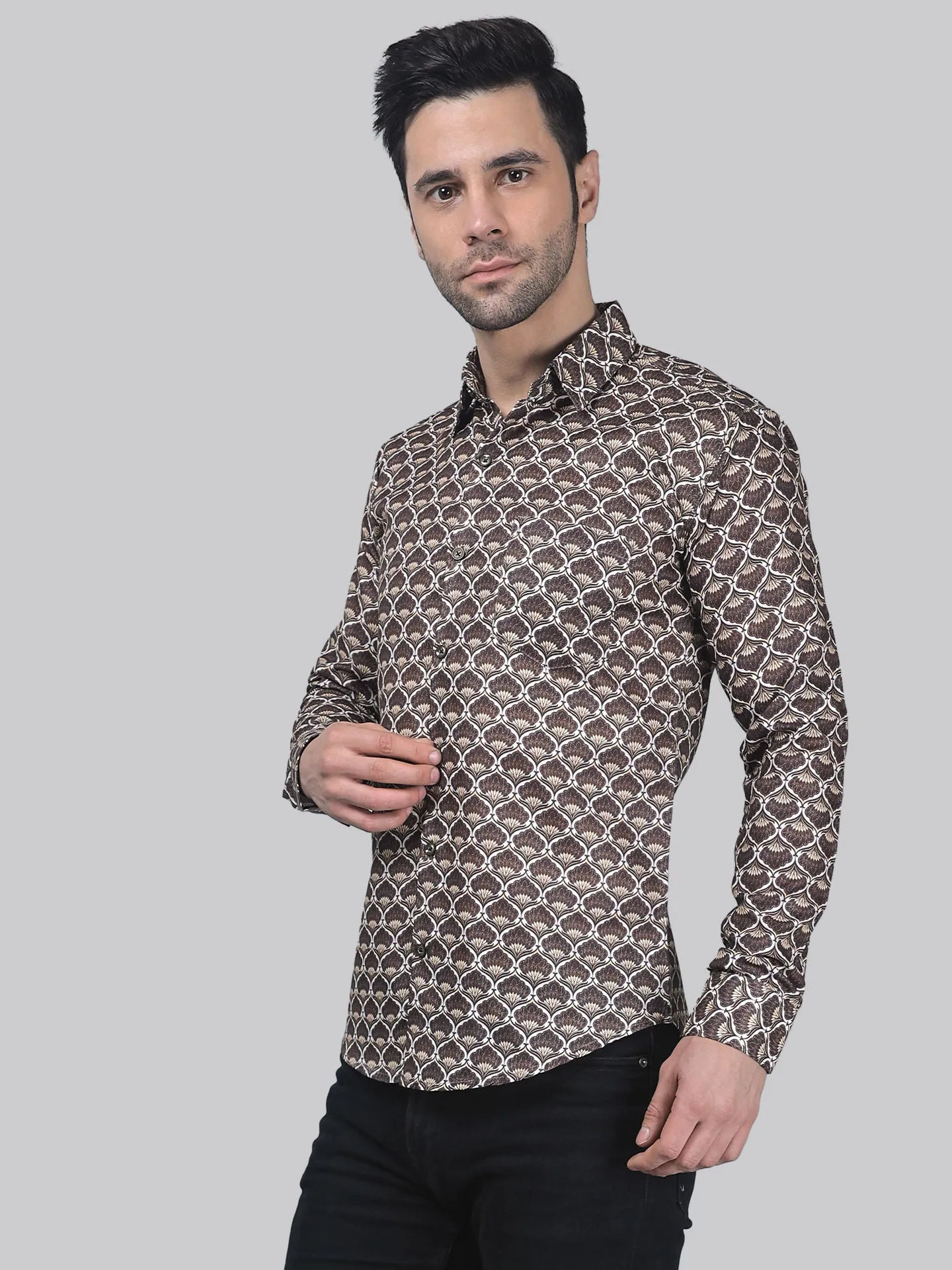 TryBuy Fancy Full Sleeve Cotton Printed Button-Up Shirt For Men