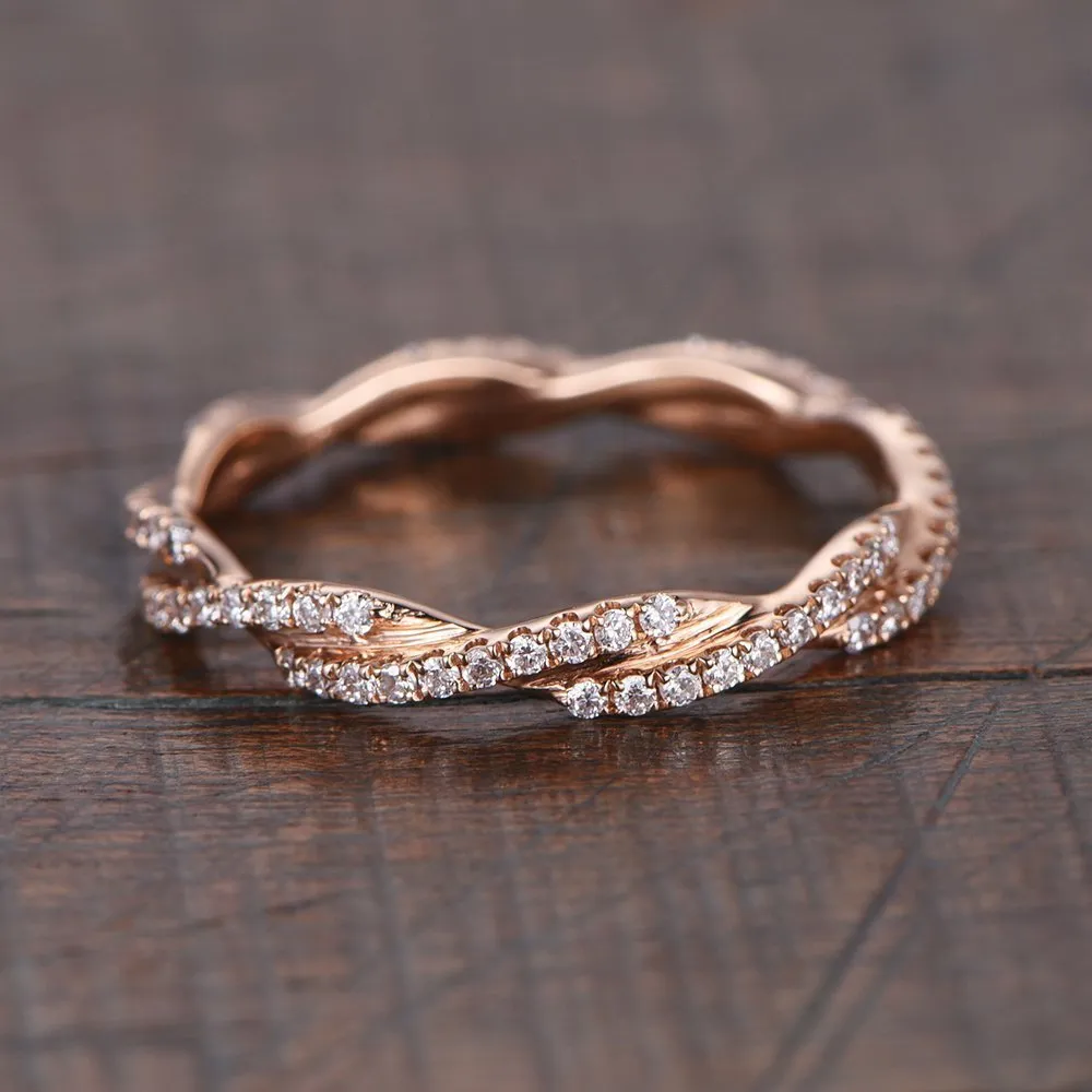 Twin Bridal Stacking Twist Eternity Diamond Ring - LR20