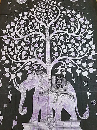 Twin Sized Tree of Life Elephant Tapestry