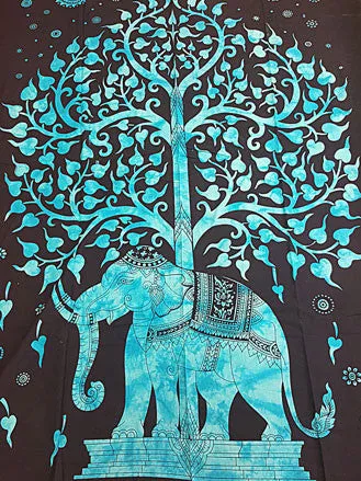 Twin Sized Tree of Life Elephant Tapestry