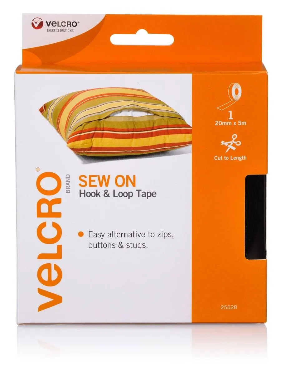 Velcro Brand  Sew on Hook and Loop Tape 20 mm X 5 Meter Black