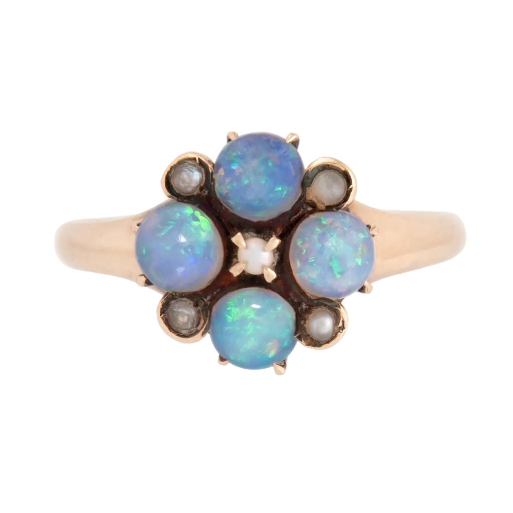 Victorian 4-Stone Opal with Pearl Accents Ring