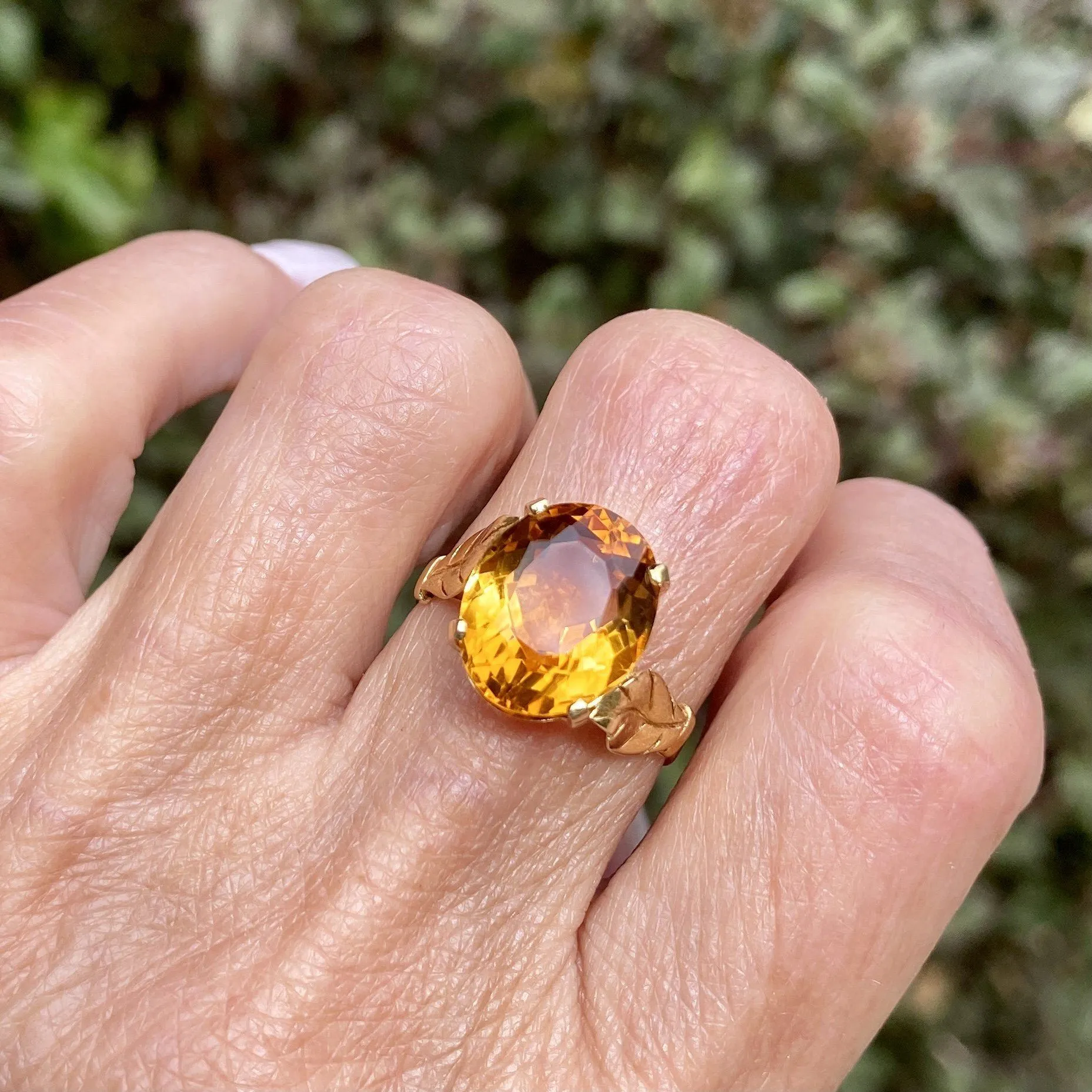 Vintage 18K Gold 6 CTW Golden Citrine Ring