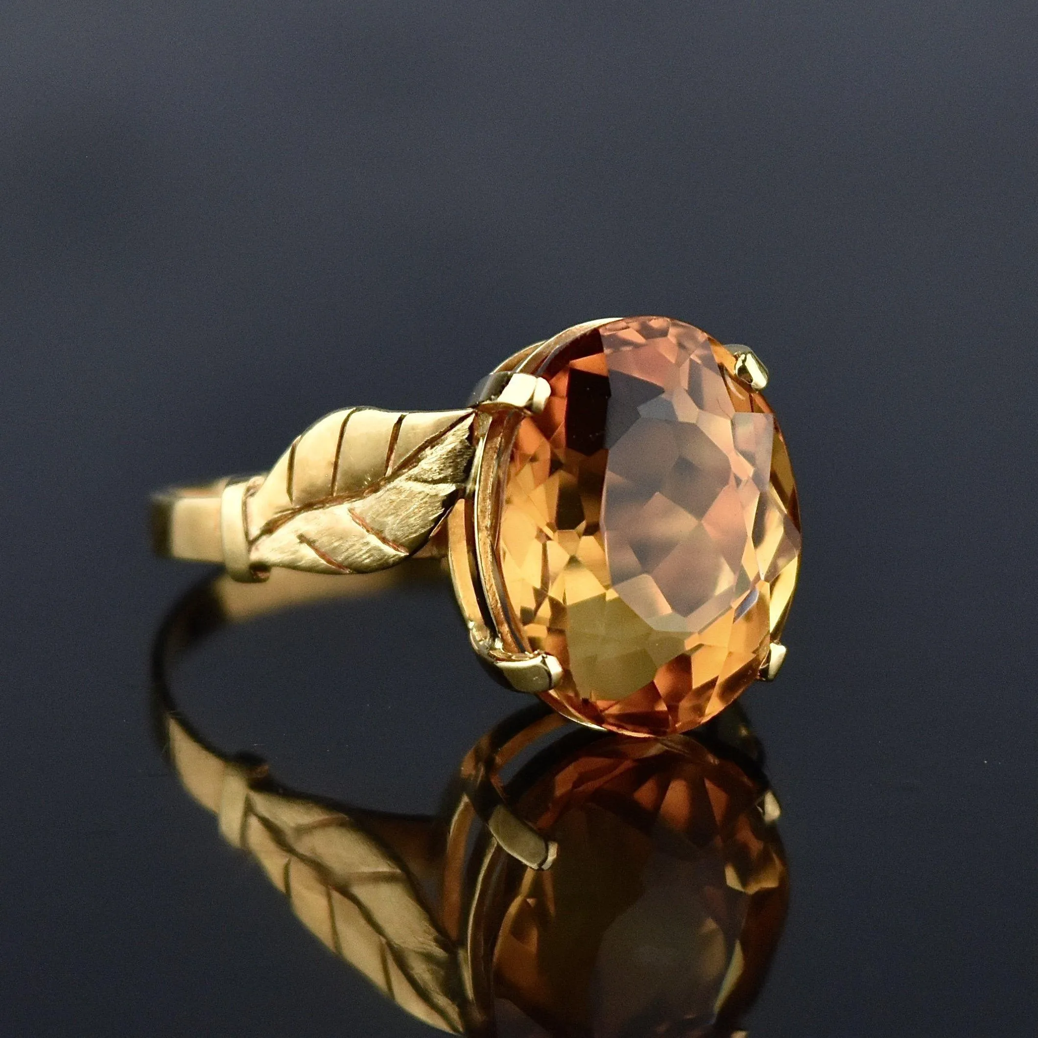 Vintage 18K Gold 6 CTW Golden Citrine Ring