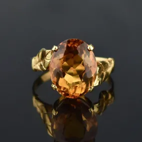 Vintage 18K Gold 6 CTW Golden Citrine Ring