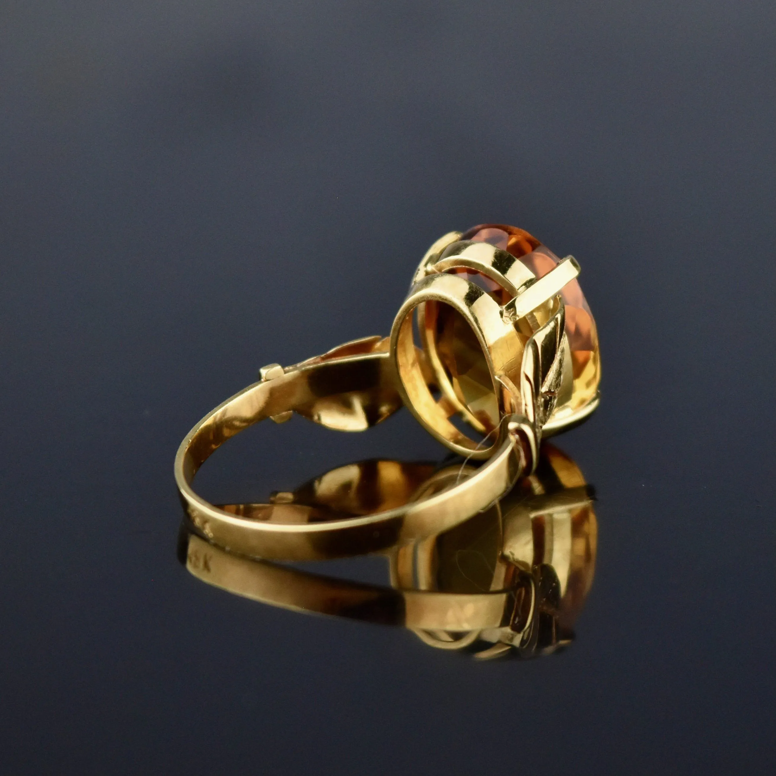 Vintage 18K Gold 6 CTW Golden Citrine Ring