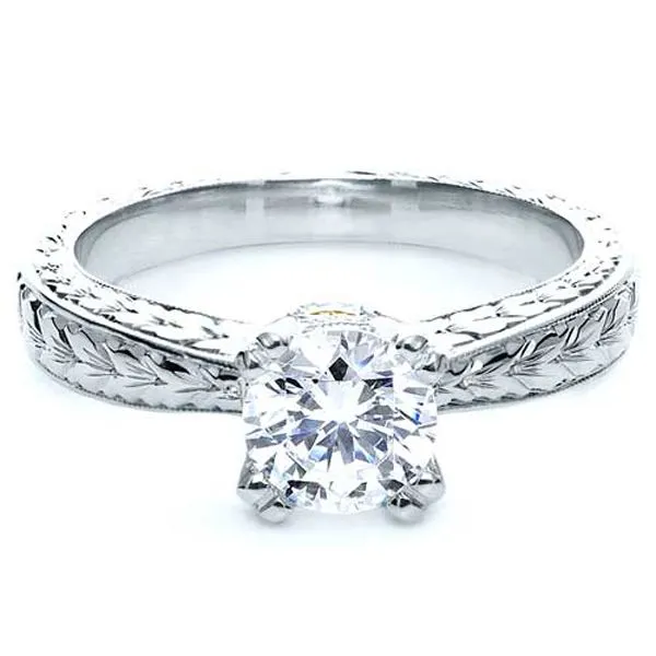 Vintage Two-tone Hand Engraved Engagement Ring [Setting Only] - EC071