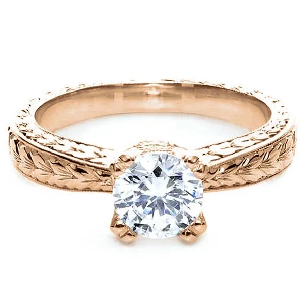 Vintage Two-tone Hand Engraved Engagement Ring [Setting Only] - EC071