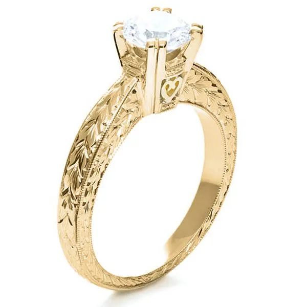 Vintage Two-tone Hand Engraved Engagement Ring [Setting Only] - EC071