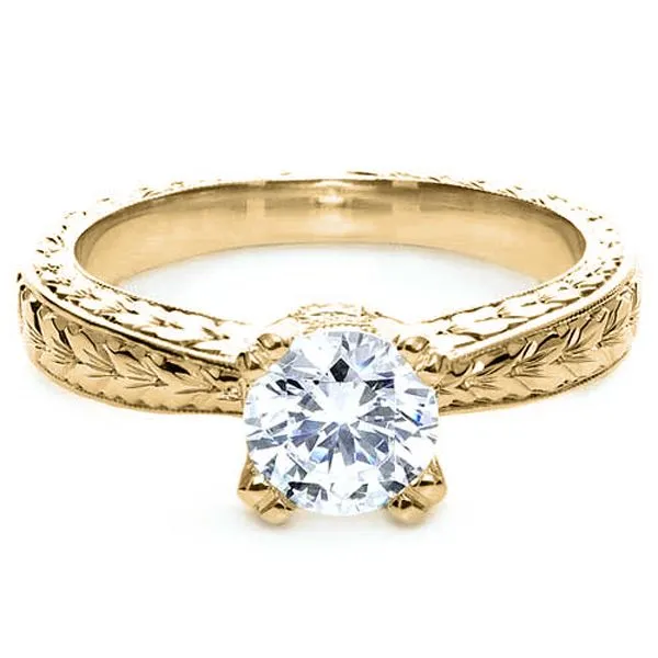 Vintage Two-tone Hand Engraved Engagement Ring [Setting Only] - EC071