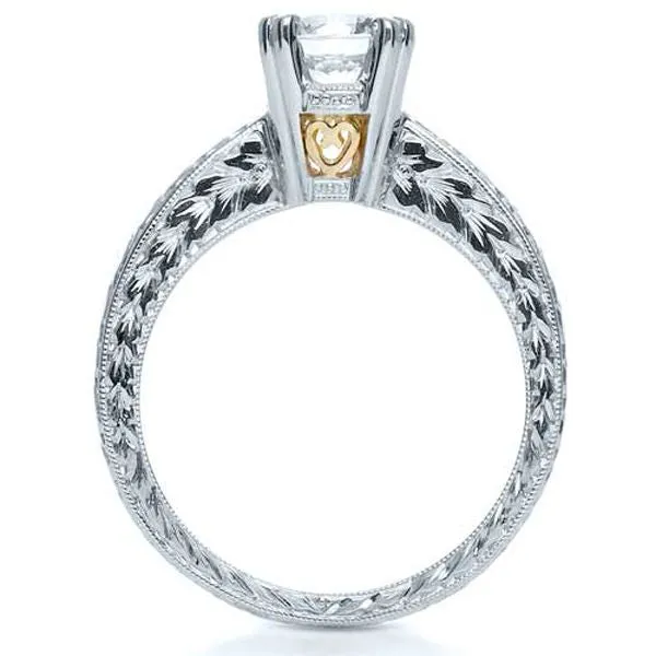 Vintage Two-tone Hand Engraved Engagement Ring [Setting Only] - EC071