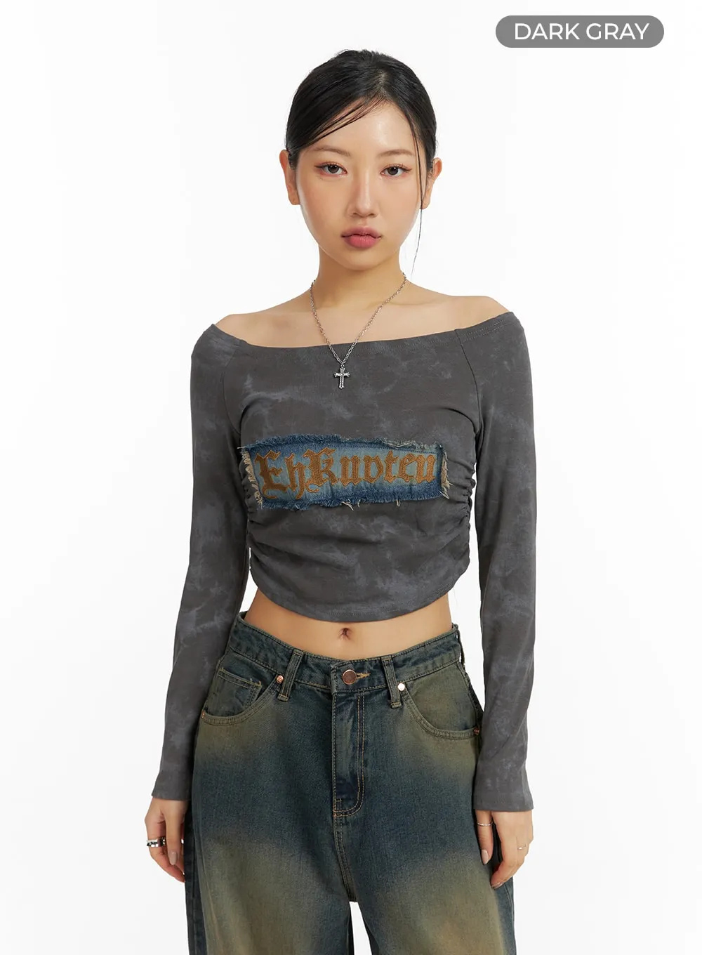 Vintage Washed Shirred Crop Top CF420