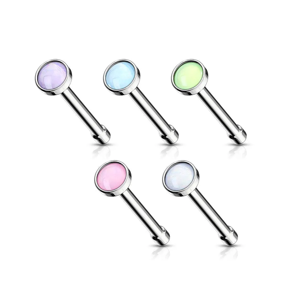 WILDKLASS 5 pcs Value Pack Illuminating Stone Set 316L Surgical Steel Nose Bone Stud Rings