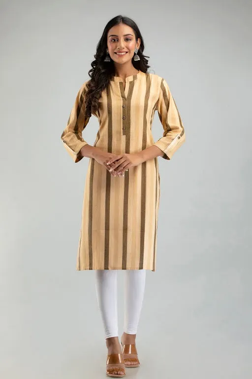 Women South Cotton Straight Stripe Plus Size Kurti