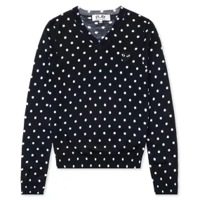 Womens Polka Dot Sweater - Navy